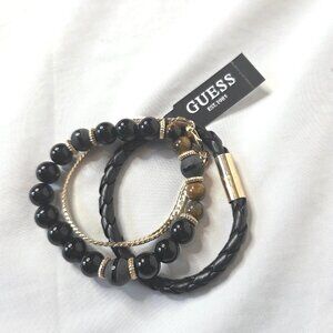 Guess Women's Bracelet Set Of Three Braided Gold Toned New